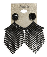 NEW NATASHA BLACK CRYSTAL CHANDELIER HANGING DROP DANGLIN EARRINGS