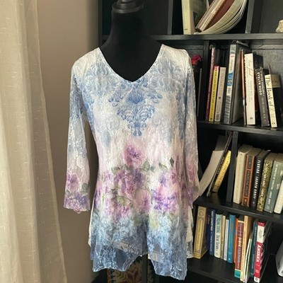 Vintage Brittany Black Lace Top Floral Sheer Blouse L Fairy Garden Ethereal Art