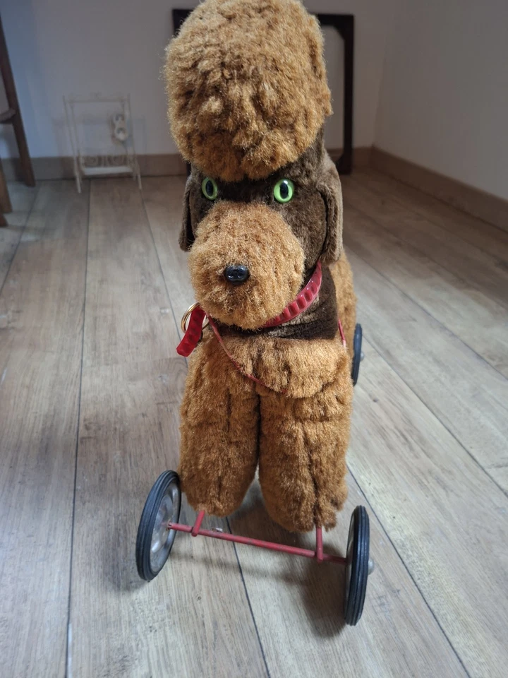 Ancien Jouet :caniche A Roulettes Rempli De Paille Bel État - Photo 3/4