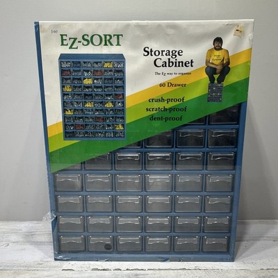 EZ SORT 60 Drawer Storage Cabinet J-60 New Old Stock Has Torn Seal And Some Wear