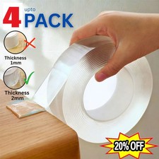 4 PCS Transparent Tape Double Sided Traceless Washable Adhesive Invisible Gel