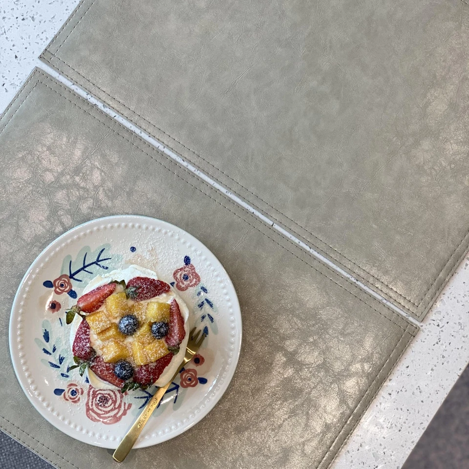 Waterproof PU Placemats, Faux Leather Dining Table Mat, Set of 4, Easy to Wip... - Image 3 of 4