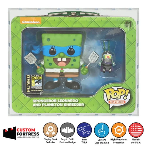 Custom Acrylic Hard Case for SPONGEBOB LEONARDO PLANKTON Funko Pop Lunchbox