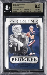 2024 PANINI ORIGINS PEDIGREE #12 DRAKE MAYE/DREW BLEDSOE ROOKIE RC BGS 9.5