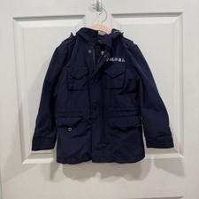Polo Ralph Lauren Kids Navy Blue Field Jacket Grey Hood Size 5 322797759001