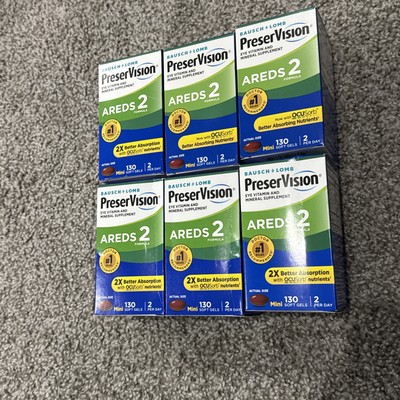 6X PreserVision AREDS 2 Vitamin Softgel - 130 Pills Exp 07/2026+