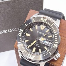 Seiko Prospex SBDY035 Black Monster 4R36 Automatic Day Date Black Strap Watch