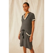 ULLA JOHNSON Gray 100% Cotton Pullover Midi Dress  Women's Size 2