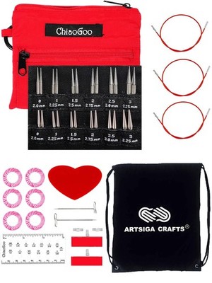 ChiaoGoo Twist Red Lace Shorties 2 & 3 Inch Interchangeable Needle Set