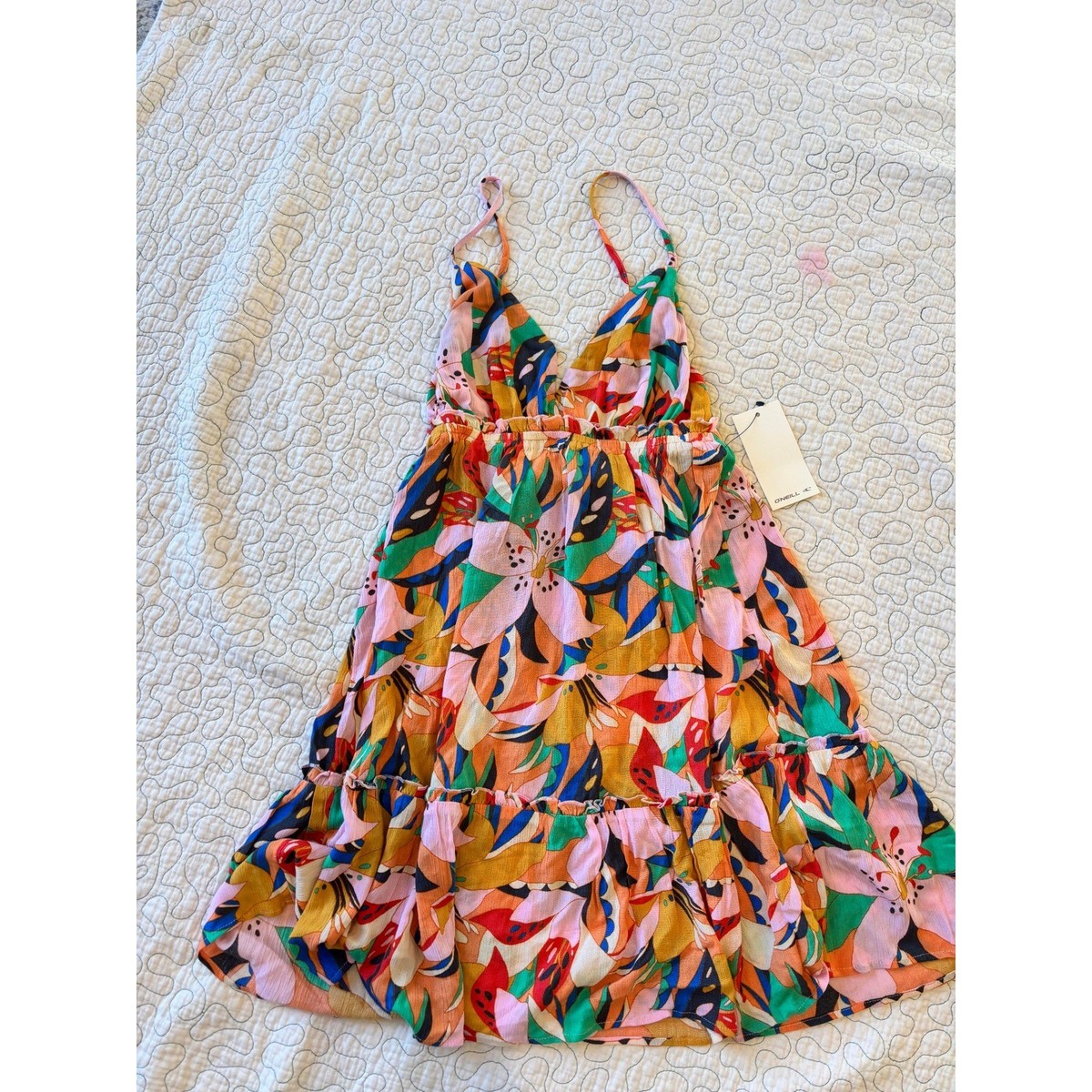 knee length dresses for ladies Tropical Asymmetric Multicolor Satin Mini Dress main image 0