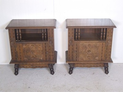 KM 580 Vintage Paar Nachttische Beistelltische Eiche furniert Frankreich um 1960