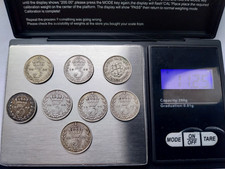 Silver Threepence Coins.  8  from 1898-1938