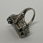 14k White Gold Diamond Revolving Bezel Black Onyx & Cameo Ring 4.4g Size 3.5 — photo 10
