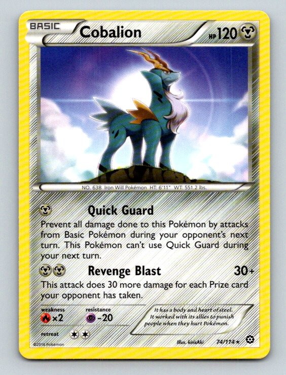 Cobalion 74/114 Rare Steam Siege Pokemon Lightly Played