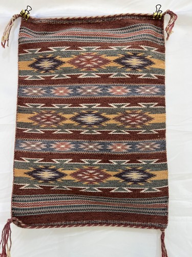 Vintage Navajo Wide Ruins Rug Handwoven Native American Wool Weaving Small