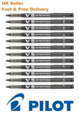 12 x Pilot Hi-TecPoint V5 Liquid Ink Rollerball 0.5mm Pen BLACK - Best Price