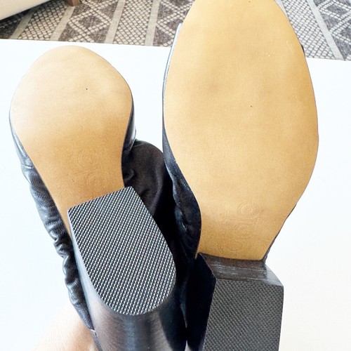Golo Shoes Women's Landon Open Toe Mule Black Napa Leather Block Heel Size 10 - Picture 2 of 10