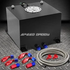 8 GALLON/30.5L BLACK ALUMINUM FUEL CELL TANK+LEVEL SENDER+STEEL FUEL LINE KIT