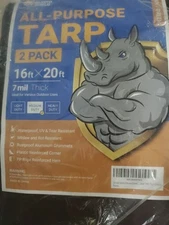 Lot of 2 Medium Duty Waterproof Tarps 16X20 Feet 7Mil Poly Cover [2 Tarps]