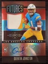 2023 Panini Legacy Futures QUENTIN JOHNSTON RC Auto Patch RUBY SP /100 Chargers