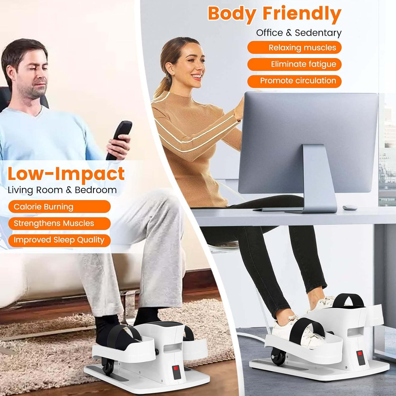 Under Desk Elliptical Machine, Ellipse Leg Exerciser for Seniors Fully Assembled