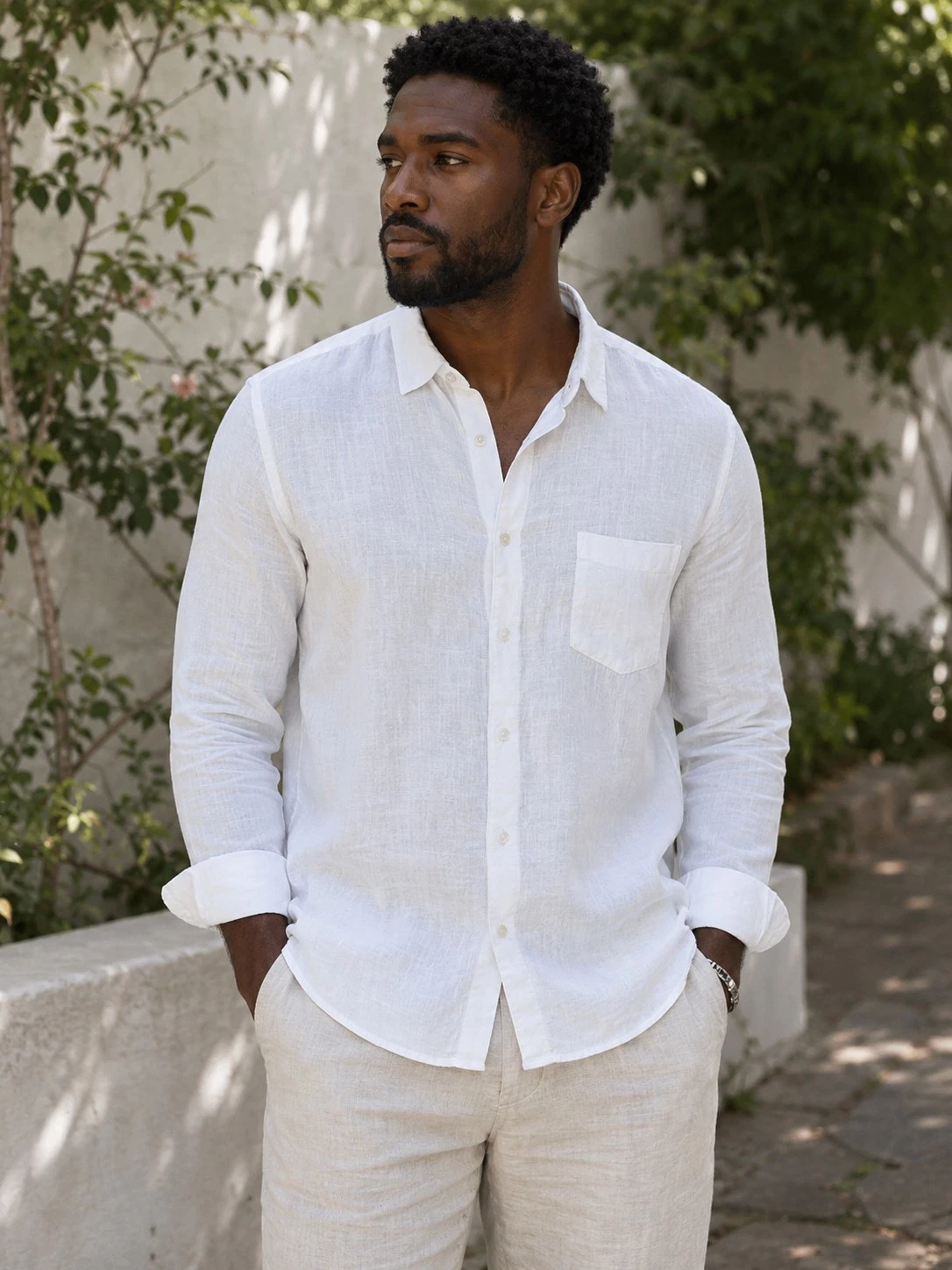 Caribbean Joe 100% Linen Shirt Medium White Relaxed Casual Resort Coastal Preppy