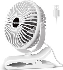 720  Rotation Small Desk  Clip on Fan with Sturdy Clamp, 3 Speeds, Quiet Little
