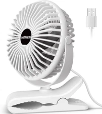 720° Rotation Small Desk & Clip on Fan with Sturdy Clamp, 3 Speeds, Quiet Little