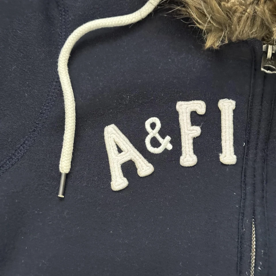 Sudadera con capucha vintage 2004 Abercrombie Fitch para mujer M capucha de piel forrada de sherpa cremallera completa Foto 4 de 4