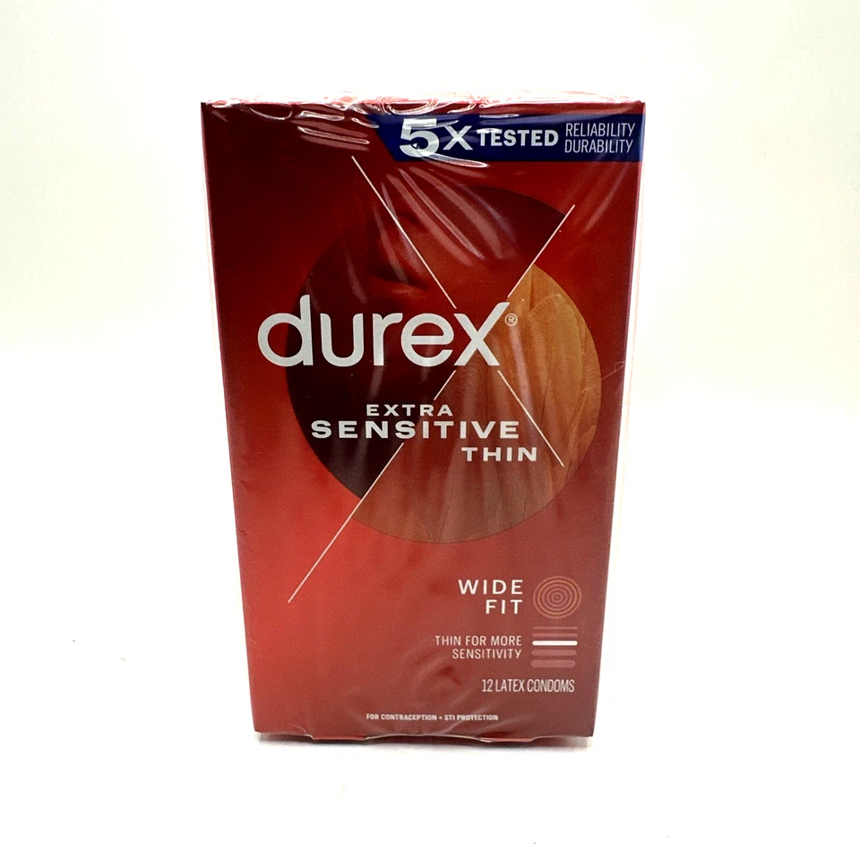 Durex Extra Sensitive Thin, Wide Fit, Latex Condoms (12ct -3 PACK) EXP 2027-03 - Image 2 of 3