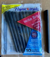 1  Pkg of 10  PAPER MATE  Write Bros  Black Ink  1.0mm  Medium Point Ball Pen.