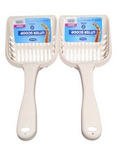 New Petmate Litter Scoop Jumbo Durable Plastic Cat Waste Sifter Beige Set Of 2