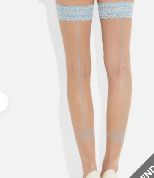 Charlotte Olympia Something Blue Stocking Hold-Ups | One Size | New - Image 2 of 2