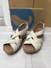 Image of Clarks  Capri Step Sandal Wedges Unstructured  261-49652 WHITE WOMEN'S
