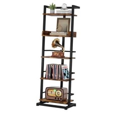 Book Shelf Narrow Bookshelf: 5 Tier Wood Bookcase with Metal Edge Protection