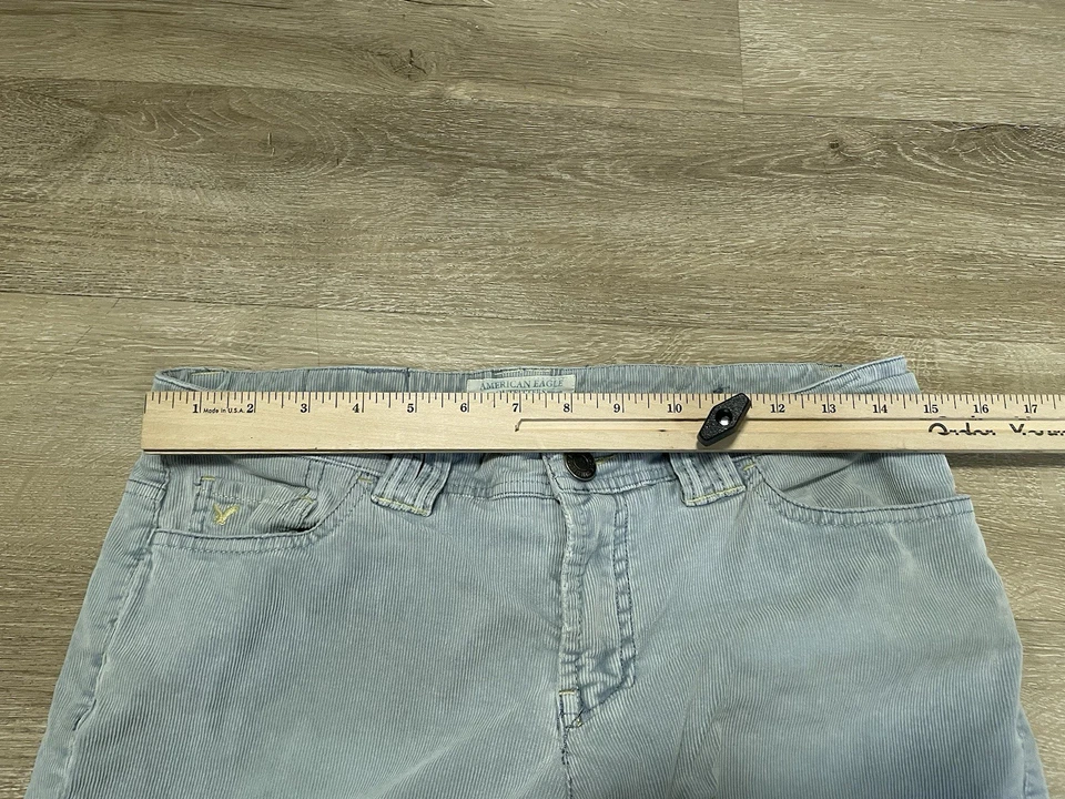 Женские вельветовые брюки American Eagle размер 8 светло-голубые эластичные винтажные - Изображение 4 из 4