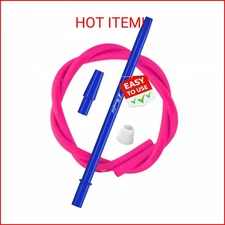 M. ROSENFELD Pink Hookah Hose with Blue Mouthpiece - Premium 60" Long Silicone W