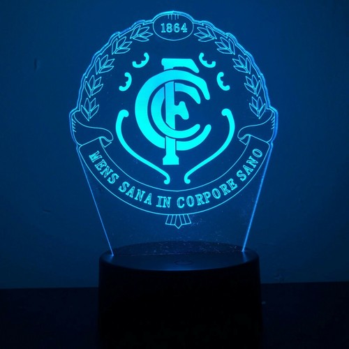 AFL CARLTON BLUES FOOTY 3D Acrylic LED 7 Colour Night Light Touch Table Lamp - Picture 6 of 8