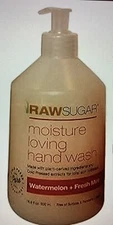 Raw Sugar Moisture Loving Hand Wash, Watermelon & Mint, Vegan, 16.9 FL oz, 500ml