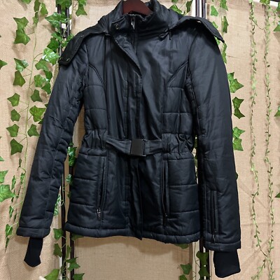Womens Size Topshop Snow Ski jacket Black Quilted Padded Jacket Coat Faux  Fur