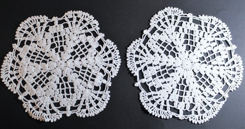 Vintage Doilies White Scalloped Edge 10" Round Crochet Set 2 - Picture 6 of 6