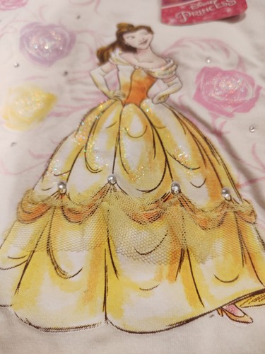 New Disney Princess Size 6x White Yellow Girls 2pc Set - Picture 4 of 6