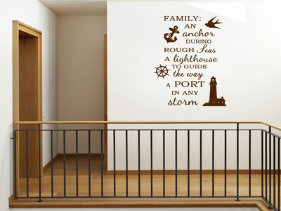 Family Wall Quote ''Family- An Anchor..'' Wall Art Sticker, Vinyl Decal, Transfer.