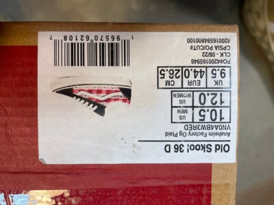 Vans Old Skool 36 DX Anaheim Factory OG Plaid Red Sz US 10.5 Men