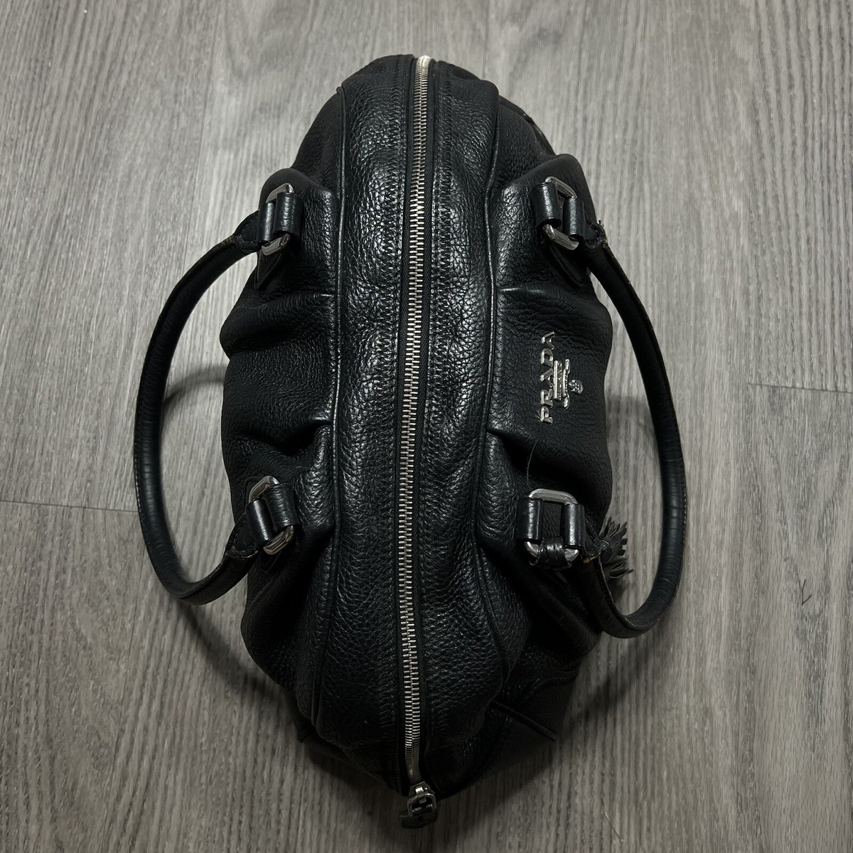 PRADA プラダ LEATHER HAND BAG ボーリングバッグ Used] Prada Bowling Bag Handbag Tote Bag Handbag Logo