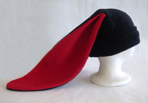 Long ear BUNNY rabbit HAT beanie BLACK & RED anime cosplay Easter HALLOWEEN - Picture 2 of 3