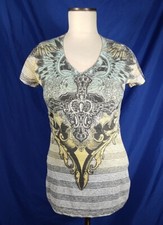 Angels & Diamonds Crochet Back Bling Green Grey Ombre Womens Small