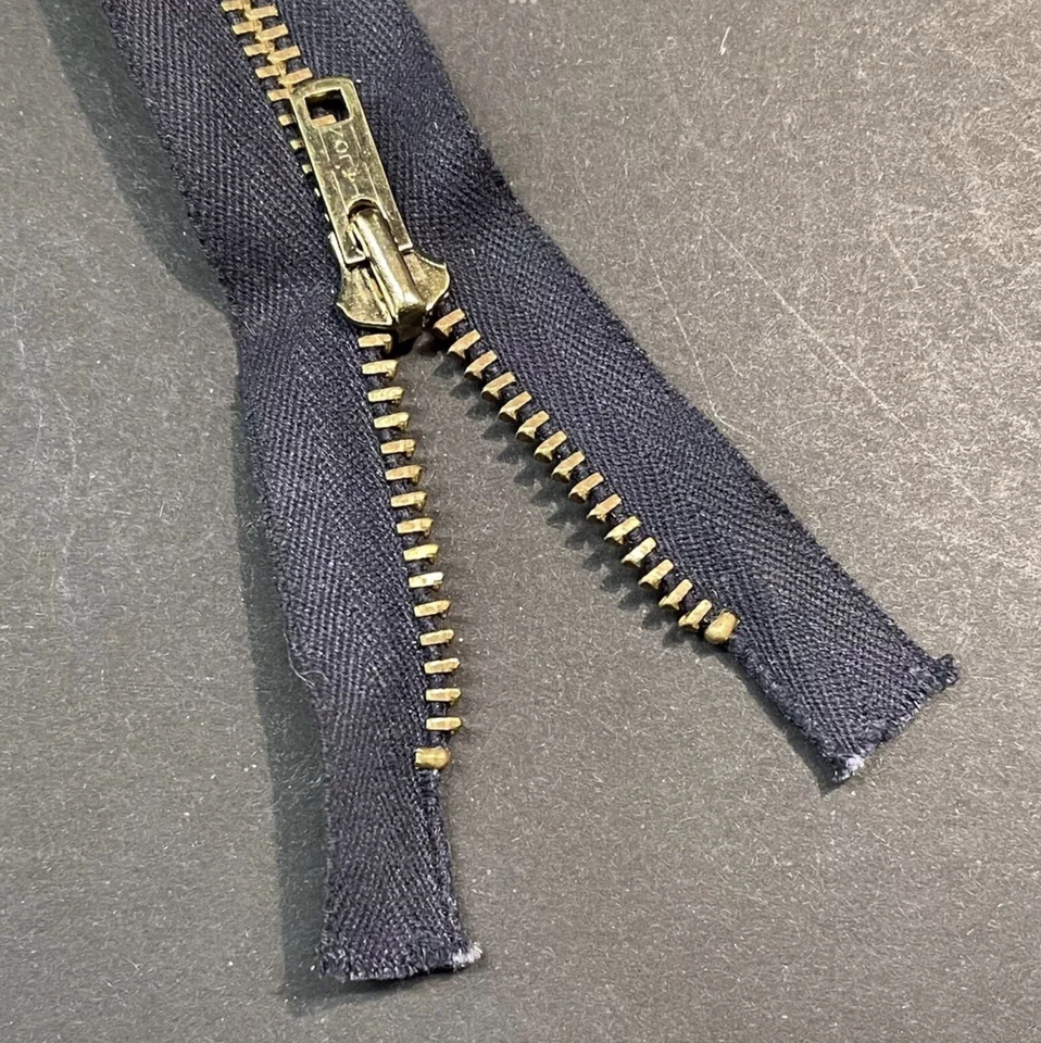 TALON Brass Jacket Zipper 20.5 Inch Cotton OPEN END Vintage Navy Blue - Image 4 of 4