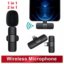 Wireless Lavalier Microphone Audio Video Recording Mini Mic For Android / iPhone