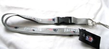 Patriots Silver Gray Licensed NFL Keychain/ID Holder Detachable Lanyard-New 